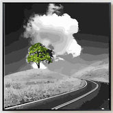 Painting by Numbers Black and White Green Tree